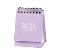 Bekecidi Mini Desk Calendar, 2026 Portable Desktop Small Calendar with Sticker Flip Over Standing Desk Calendar for Office School Desktop Decoration (Purple)