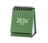Bekecidi Mini Desk Calendar, 2026 Portable Desktop Small Calendar with Sticker Flip Over Standing Desk Calendar for Office School Desktop Decoration (Green)