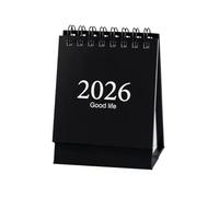 Bekecidi Mini Desk Calendar, 2026 Portable Desktop Small Calendar with Sticker Flip Over Standing Desk Calendar for Office School Desktop Decoration (Black)