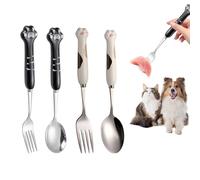 Bekecidi Pet Cutlery 4-Pack - Fashion Paw Design Spoon*2 and Fork*2 - Pet Feeding Stainless Steel Cutlery Set