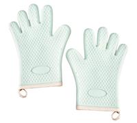 Bekecidi Silicone Oven Gloves Heat Resistant 600 Degree, Cyan Oven Mitts with Non-Slip Design, Waterproof Soft Insulation Lining Kitchen Gloves for Cooking Baking