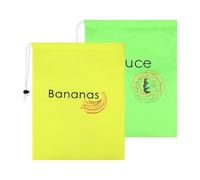 Bekecidi Yellow Banana Bag and Green Lettuce Bags, Vegetable Storage Bags Reusable Produce Bags Banana Keep Fresh Drawstring Storage Bag Prevents Odor for Fruits and Vegetables, 35x27.5x1cm