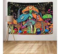 Bekeify Trippy Bedroom Aesthetic 150×130 Colored Mushrooms Magical Forest Wall Hanging Art Indie Skull Decor