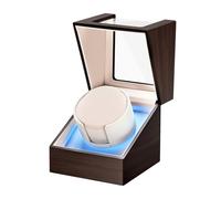 BEKESIN Watch Winder for Automatic Watches, Ultra Quiet Japanese Motor (<5 db), Premium Self Winding Rotating Wooden Watch Case with Soft Blue Ambient Light, Gifts for Him/Her/Dad (Dark Brown, One)