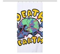 BEKGZYXWM 35.43x70.87Inch（90x180cm） Quick-Install Hookless Shower Curtain, Opaque, Heat-Resistant Polyester - Shower Curtain No Hooks, Curtain ShowerDead Earth, Skeleton