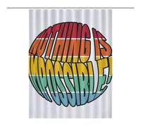 BEKGZYXWM 53.54x70.87Inch（136x180cm） Quick-Install Hookless Shower Curtain, Opaque, Heat-Resistant Polyester - Shower Curtain No Hooks, Curtain ShowerNothing Is Impossible Rainbow Short Sentence