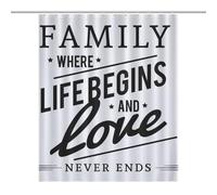BEKGZYXWM 56.30x70.87Inch(143x180cm) Quick-Install Hookless Shower Curtain, Opaque, Heat-Resistant Polyester - Shower Curtain No Hooks, Curtain ShowerFAMILY WHERE LIFEBEGING AND LOVE