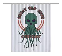 BEKGZYXWM 56.30x70.87Inch（143x180cm） Quick-Install Hookless Shower Curtain, Opaque, Heat-Resistant Polyester - Shower Curtain No Hooks, Curtain ShowerSkull Octopus Great Old Ones Cthulhu Purple Green