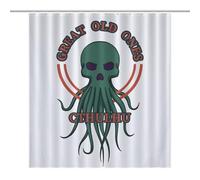 BEKGZYXWM 64.17x70.87Inch（163x180cm） Quick-Install Hookless Shower Curtain, Opaque, Heat-Resistant Polyester - Shower Curtain No Hooks, Curtain ShowerSkull Octopus Great Old Ones Cthulhu Purple Green