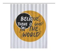 BEKGZYXWM Believe There Is Good in The World-yellow-black-T-shirt-sweatshirtLarge Size Shower Curtain 56.30x70.87Inch（143x180cm）, Opaque Privacy, 12 C-Shaped Hooks - Large Shower Curtain
