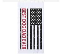 BEKGZYXWM Best Dog Dad Ever Amecican Flag T-shirtFloor-Length Extra Long Shower Curtain 35.43x70.87Inch（90x180cm）, Weighted Hem, Splash Guard - Curtain Fabric