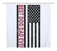 BEKGZYXWM Best Dog Dad Ever Amecican Flag T-shirtFloor-Length Extra Long Shower Curtain 69.69x70.87Inch（177x180cm）, Weighted Hem, Splash Guard - Curtain Fabric
