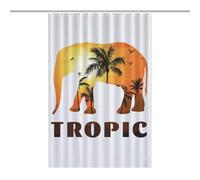 BEKGZYXWM Elephant Sunset Coconut TreeDurable Heavy Duty Shower Curtain, Thick Polyester, Rustproof Grommets, Weighted Hem - Weighted Shower Curtains, Bath Curtains Shower46.85x70.87Inch（119x180cm）