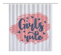 BEKGZYXWM Girls Rule-pink-blue-gradient-T-shirt-mugFloor-Length Extra Long Shower Curtain 64.17x70.87Inch（163x180cm）, Weighted Hem, Splash Guard - Curtain Fabric