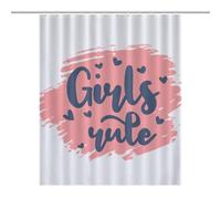 BEKGZYXWM Girls Rule-pink-blue-gradient-T-shirt-mugLarge Size Shower Curtain 56.30x70.87Inch（143x180cm）, Opaque Privacy, 12 C-Shaped Hooks - Large Shower Curtain