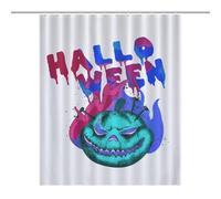 BEKGZYXWM Halloween-Pumpkin-Blue-T-shirt-Mug-Phone CaseLarge Size Shower Curtain 56.30x70.87Inch（143x180cm）, Opaque Privacy, 12 C-Shaped Hooks - Large Shower Curtain