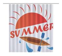 BEKGZYXWM Hello, SummerDurable Heavy Duty Shower Curtain, Thick Polyester, Rustproof Grommets, Weighted Hem - Weighted Shower Curtains, Bath Curtains Shower64.17x70.87Inch(163x180cm)