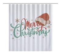BEKGZYXWM Merry Christmas, Christmas HatLarge Size Shower Curtain 64.17x70.87Inch（163x180cm）, Opaque Privacy, 12 C-Shaped Hooks - Large Shower Curtain