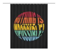 BEKGZYXWM Nothing Is Impossible Rainbow Short Sentence BlackFloor-Length Extra Long Shower Curtain 56.30x70.87Inch（143x180cm）, Weighted Hem, Splash Guard - Curtain Fabric
