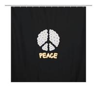 BEKGZYXWM Peace Against War White Daisies BlackFloor-Length Extra Long Shower Curtain 69.69x70.87Inch(177x180cm), Weighted Hem, Splash Guard - Curtain Fabric