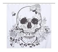 BEKGZYXWM Skull And FlowersDurable Heavy Duty Shower Curtain, Thick Polyester, Rustproof Grommets, Weighted Hem - Weighted Shower Curtains, Bath Curtains Shower69.69x70.87Inch(177x180cm)