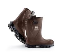 Men Safety Wellington Rigger Boots: Steel Toe Cap, Half-Height, Midsole Protection, Pull on Loops, Kick Off spur, Waterproof, SRC Sole, Dry and Warm feet, Inner Lining, Brown, Size 6.5 Mens Size