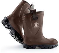 Men Safety Wellington Rigger Boots: Steel Toe Cap, Half-Height, Midsole Protection, Pull on Loops, Kick Off spur, Waterproof, SRC Sole, Dry and Warm feet, Inner Lining, Brown, Size 10.5 Mens Size
