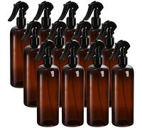 Bekith 12 Pack Amber Plastic Spray Bottle 500ml Water Mister Spray Bottle with Fine Mist Sprayers Reusable Container with Trigger Sprayers for Hair Plant Garden Beauty