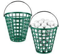 Bekith 2 Pack Large Golf Ball Basket, Golf Ball Container with Handle, Holds 100 Balls Each, Driving Range Practice Ball Bucket, Green