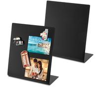 Bekith 2 Pack Magnetic Bulletin Board with Easel Stand, 11 x 9.8 Inch Magnetic Metal Board for Tabletop, Memo Display Board for Home, School, Kitchen, Office, Black