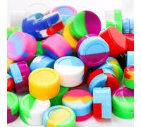 Bekith 50 Pack 5ml Silicone Wax Containers Non-Stick Multi Use Storage Jars, Oil Concentrate Jars for Home Kitchen Travel, Assorted Colors