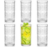 Bekith 6 Pack 360ml Romantic Water Glasses, Premium Drinking Glasses Tumblers for Beverages, Beer, Refreshments, Vintage Glassware Set for Dinner Parties, Bars, Restaurants