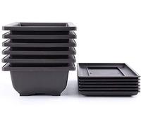 Bekith 6 Pack Bonsai Training Pots 9 Inches Classic Deep Humidity Trays with Built in Mesh Plastic Square Pot & Bonsai Plants Growing Pots