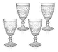 Bekith Clear Glass Goblets, Drinking Goblets Stemmed Water Glasses for Iced Tea Wine Juice Beer Cold Beverage, Goblet Glassware for Parties, 10 Ounce, Set of 4