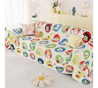 BEKIUA Leather Sofa Mat Waterproof for Cats and Dogs, Full Coverage Armchair Cover Sofa Protector with Cartoon Pattern, Light-Colored Slipcovers Four Seasons,Beige-90 * 180cm