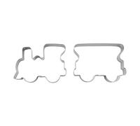 BekkiB 2-Piece Stainless Steel Cookie Cutter Set, Vehicles - Locomotive & Passenger Car - 5.9 cm x 4.3 cm - Dishwasher Safe