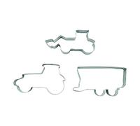 BekkiB 8807123 - Set of 3 "Farm" Cookie Cutters Tractor Front Loader Trailer - Stainless Steel Cookie Cutters Dishwasher Safe