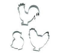 BekkiB Set of 3 "Chicken Yard" Cookie Cutters Cockerel, Hen, Chick - Stainless Steel Cookie Cutters for Easter, Birthday, Spring and Much More - 7344