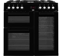 Beko 90cm Dual Fuel Double Oven Range Cooker - Black KDVF90K