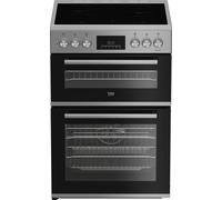 Beko Pro AeroPerfect FDC6731S 60cm Electric Ceramic Cooker with Double Oven, Ceramic Hob, Fan Cooking, Easy Clean, Silver