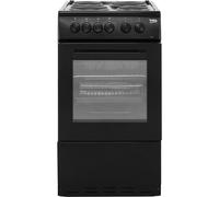 Beko AS530K 50cm Wide Single Oven Electric Cooker with Solid Plate Hob - Black - A Rated