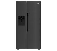 Beko Asp33B32Vps American Style Freestanding Frost Free Fridge Freezer - Matt Black Steel