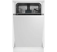 Beko DIS16R10 Fully Integrated Slimline Dishwasher - Silver/Black Control Panel with Fixed Door Fixing Kit - E Rated