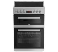 Beko EDC634S 60cm Double Oven Electric Cooker in Silver Ceramic Hob