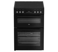 Beko EDC6731K 60cm Double Oven Electric Cooker with Vitroceramic Hob - Black