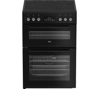 Beko EDC6731K 60cm Double Oven Electric Cooker with Vitroceramic Hob - Black