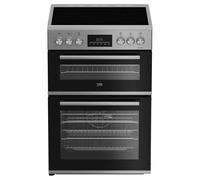 Beko EDC6731S 60cm Double Oven Electric Cooker in Silver Ceramic Hob