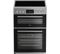 Beko EDC6731S 60cm Double Oven Electric Cooker with Vitroceramic Hob - Silver