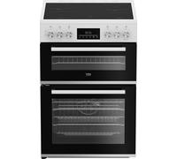 Beko EDC6731W 60cm Double Oven Electric Cooker with Vitroceramic Hob - White