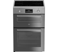 Beko FDI6731CM 60cm Wide Double Oven Electric Cooker with Induction Hob - Silver Mirror